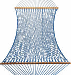Original Pawleys Island Deluxe Coastal Blue DuraCord Rope Hammock – 13 ft. x 60 in., 2-Person, 450 lb Capacity, Oak Spreader Bar, Zinc-Plated Hardware, Handcrafted in The USA