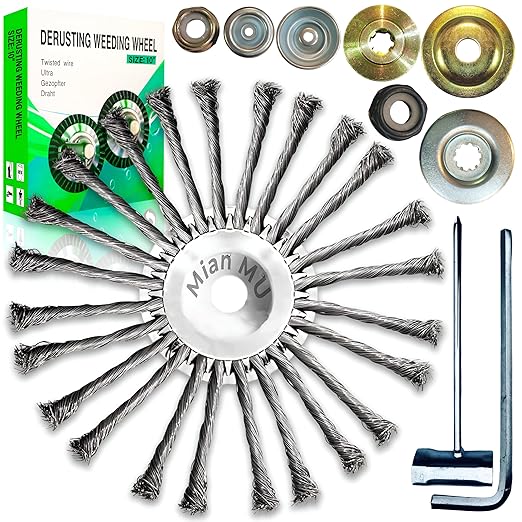 10 Inch Steel Wire Trimmer Head – Universal Weed Eater Attachment for Stihl, Dewalt, Milwaukee & More – Indestructible Weed Wacker Wire Brush Cutter Head for Lawn & Garden