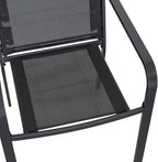 7-Piece Outdoor Dining Set, 48'' Round Table with 6 Stackable Chairs All Weather Furniture Set - Black