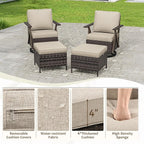 Outdoor Swivel Rocker Chairs Set of 4, Wicker Swivel Patio Chair with Ottomans, Patio Furniture Set for Outside Backyard
