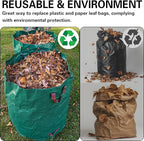 Gardzen 3-Pack 80 Gallon Yard Waste Bags, Reusable Heavy Duty Collapsible Garden Leaf Bags with Plastic Ring, Stand-Up Yard Waste Bin for Leaves, Lawn Debris & Grass Clippings