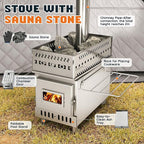 Albott Outdoor Sauna Tent, Portable Wood Burning with Stove, 4-6 Person Steam for Dry Sauna, Oxford Cloth & Carbon Steel Stove with Stone, 8.2’ x 8.2’ x 6.7’, Grey