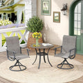 DIFY 3 Pieces Outdoor Patio Bistro Dining Set, 2 Grey Textilene Swivel Dining Chairs and 27.6" Grey Wood-Like Small Round Dining Table, Outdoor Table and Chairs