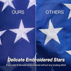 American Flag 3x5 ft Outdoor Long Lasting US Flag, Heavy Duty Polyester, Embroidered Stars, Sewn Stripes, Brass Grommets, UV Protection Perfect for Outdoors! USA Flag