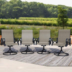 Outdoor Patio Swivel Dining Chairs Set of 4, All-Weather Swivel Rocker Chairs with Textilene High Back and Black Rust-Proof Metal Frame, Perfect for Patio, Lawn, Garden, or Backyard, Brown