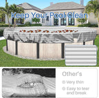 ECOOPTS 10 ft Round Pool Cover for Above Ground Pools, Swimming Pool Cover Protector Winter Safety Cover (Gray White Stripes)
