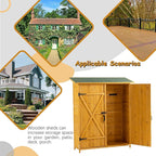 Outdoor Storage Cabinet, Double Lockable Wooden Garden Shed, Outside Vertical Wood Tall Tool Shed for Yard Patio Lawn (Natural)