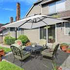 10x10 FT Cantilever Patio Umbrella Double Top Outdoor Square Large Heavy Duty Aluminum Offset Umbrellas with 7 Level Tilt 360-degree Rotation for Pool Garden Deck, Fog Grey