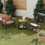 Outdoor Side Table with Storage, 2-Tier Patio End Tables Weather Resistant, Black Outdoor Accent Table,Small Side Table for Pool, Deck, Garden