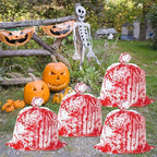 CNhoqc Halloween Lawn Leaf Bags - 8Pcs Halloween Bloody-Themed Thick Plastic Garbage Bags with Twist Ties, Fall Yard Leaf Trash Equiement, Reusable Plastic for Garden Outdoor Decorations Party Favor
