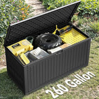 YITAHOME 260 Gallon Large Deck Box with Divider & Side Handles, Outdoor Double-Wall Storage for Patio Furniture Cushions, Garden Pool Accessories, Water Resistant & Lockable