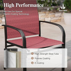HERA'S HOUSE Patio Dining Chairs Set of 8, 36" Textilene Fabric Outdoor Chair with Wrought Iron Metal Frame Support 350lbs for Lawn Garden Backyard Kitchen, Red