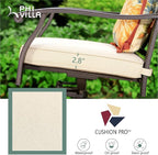 PHI VILLA Cast Aluminum Outdoor Patio Dining Chairs, Extra Wide Armrest Stable Chairs with Seat Cushion, Casting Aluminum Back for All Weather, Set of 4