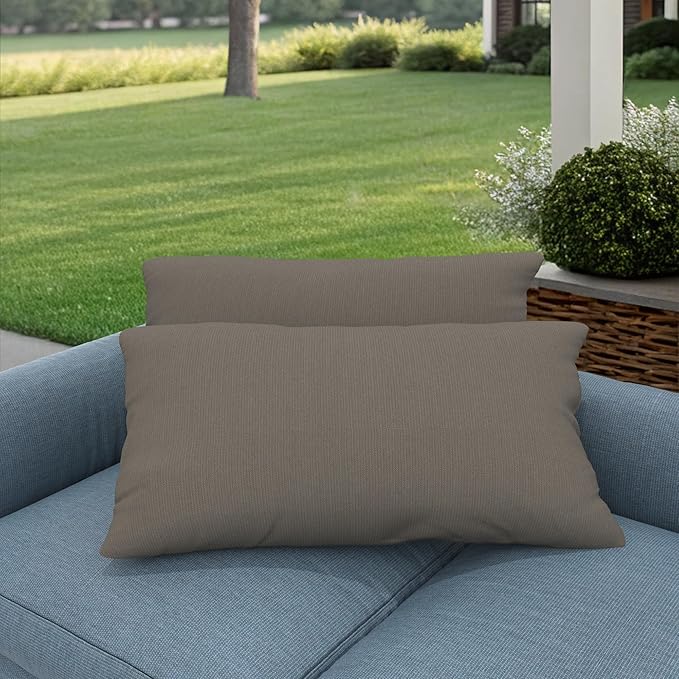 Covers & All Sunbrellla Outdoor Pillows for Patio Furniture, UV Fade Resistant & Waterproof Outdoor Sunbrella Lumbar Pillows, Set of 2 Inserts & Covers for Patios, Decks and Porches, Spectrum Graphite