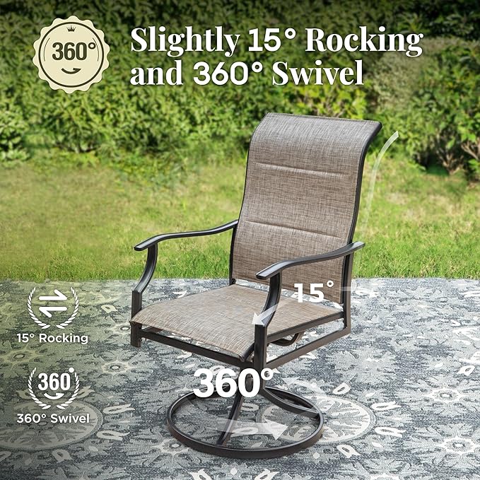 9 Pieces Patio Dining Set, Outdoor Table and Chairs, 8 x Textilene Swivel Dining Chairs and 60" Square Outdoor Dining Table, for Cozy Garden Settings, Grey-Brown