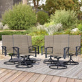 Patio Swivel Chairs Set of 6, Outdoor Swivel Chairs with Armrest, High Back Patio Chair with Metal Frame, All-Weather Outdoor Dining Chair for Deck, Porch and Lawn, Mocha