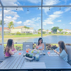 Patio Table and Chairs Set of 8, All-Weather Breathable Textilene Patio Chair with Gourd-Shaped Armrests, 60x60 Square Table with Umbrella Hole, 9 Pcs Metal Frame Patio Dining Set