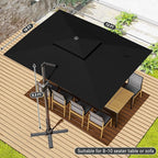 10x13 FT Cantilever Patio Umbrella Double Top Outdoor Rectangular Large Heavy Duty Aluminum Offset Umbrellas with 7 Level Tilt 360-degree Rotation for Pool Garden Deck, Black