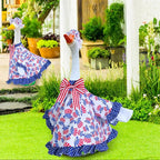 4th of July Goose Outfit Independence Day Clothes for Porch Goose 23" Cement Statue - Outdoor Patio Yard Lawn Decoration