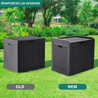 YITAHOME 32 Gallon Rattan Deck Box, Indoor Outdoor Storage Box for Patio Furniture, Pool Accessories, Cushions, Garden Tools, Sports Equipment, Waterproof Resin with Lockable Lid & Side Handles, Black