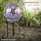 Alpine Corporation 10" Diameter Indoor/Outdoor Glass Mosaic Gazing Globe Yard Decoration, Purple Mosaic Flower Design