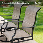 PHI VILLA Swivel Patio Dining Chair with 42" High Back, Padded Textilene Deep Seating Outdoor Chairs with Armrest & E-Coating Frame, All Weather-Resistant for Deck Lawn Garden, Set of 2