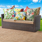 BrylaneHome 20" Square Throw Pillow - Patio & Outdoor - Water, Stain & Fade Resistant - Evening Blue Dot