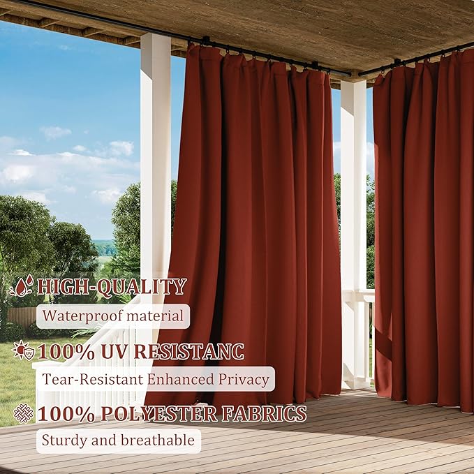 Gazebo Universal Replacement Privacy Curtain,10'×13' Gazebo Outdoor Waterproof Curtains, 4-Panels Sidewall Curtains with Double Zipper for Patio Canopy, Garden and Backyard (Curtain Only)