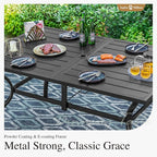 Sophia & William Patio Dining Set Metal Outdoor Table and Chairs Furniture Set 7 Piece, Large 60.2" Dining Table with Umbrella Hole and 6 Backyard Garden Chairs Support 300LBS for Deck, Lawn, Garden