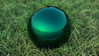 Lulu Decor, Teal Stainless Steel Gazing Mirror Ball Size 12 with Stand