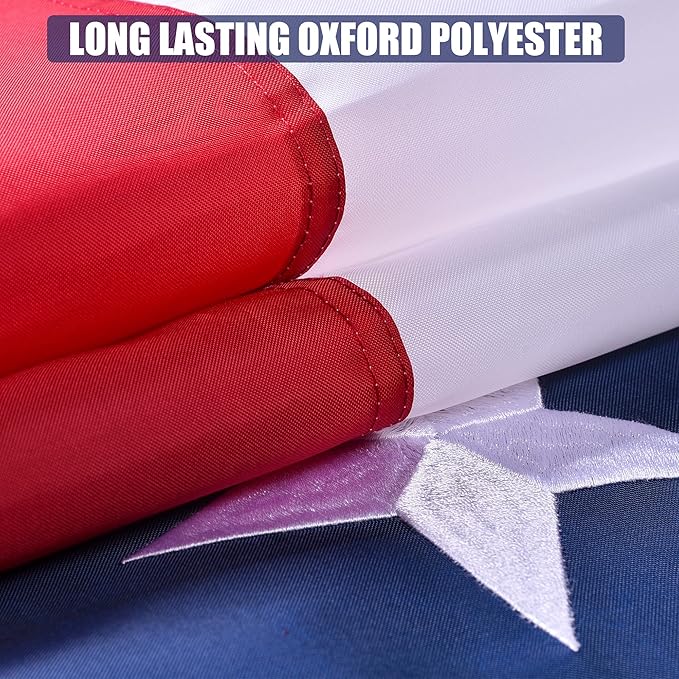 American Flag 5x8 Ft, US Deluxe Embroidered Heavy Duty Premium Polyester Durable Outside Flags with Brass Grommets