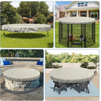 ECOOPTS 7 ft Round Pool Cover for Above Ground Pools, Swimming Pool Cover Protector Winter Safety Cover (Beige White Stripes)