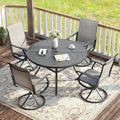 VICLLAX 5 Pieces Patio Dining Set for 4, Outdoor Furniture Set Includes 40.6" Square Outdoor Table and 4 Patio Swivel Chairs for Lawn Garden, Grey Tabletop and Grey Fabric