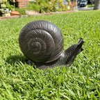 Cast Iron Snail Sculpture (8.1" Tall) - Rust Brown Unique Garden and Indoor/Outdoor Decorative Ornament Statue HC8431