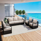 Outdoor Patio Furniture Set, 5-Piece Aluminum Patio Conversation Set All-Weather Metal Outdoor Sectional with 6 Inch Thick Cushions, Deep Setting for Garden, Outside and Porch