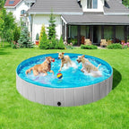 Yaheetech Foldable Dog Pool Collapsible Hard Plastic Dog Swimming Pool Portable Pet Pools Doggie Wading Pool Bath Tub for Puppy Small Medium Large Dogs, 71 x 12 Inches Gray