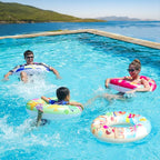 Parentswell 6PCS Big Pool Floats Tubes: Inflatable Pool Floats Swimming Rings with Beach Balls - Brightly Colored Pool Floaties Party Toys, Pool Toys for Kids Adults