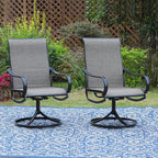 Sophia & William Patio Chairs All Weather Patio Dining Chairs Set of 2 Swivel Patio Chairs Textilene High Back for Lawn Garden Backyard Weather Resistant-Black Metal Frame