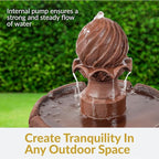 Sunnydaze 35" Solar 2-Tier Outdoor Water Fountain - Outdoor Water Fountain with Battery Backup and Pump - Rust