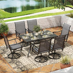 Soohow Swivel Outdoor Dining Chairs Set of 6, Patio Swivel Dining Chair with Textilene Fabric, Outdoor Metal Armchair All Weather Resistant, Ergonomic Comfort, Perfect for Patio, Backyard, Balcony