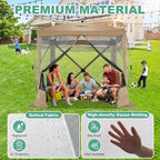 COBIZI 6x6 Pop up Gazebo Tent, Ez up Waterproof Screen Tent Screen House, Portable Outdoor Canopy Sun Shelter with Carry Bag & Ground Stakes for Camping, Garden and Picnics, Khaki(Upgraded 2.0)