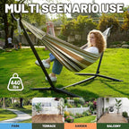 Hammock with Heavy-Duty Steel Stand for Outside，Hammocks 450 Lb Capacity，Portable Hammock，2 People Standing Hammocks，Suitable for Beach，Backyard, Gardens, Patio, Bedroom，100 * 40 * 38 Inch (Coffee)