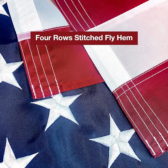 American Flag 6x10 FT Embroidered Stars, Sewn Stripes, Brass Grommets Polyester US Flag Long Lasting for Outdoor Use