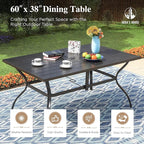 HERA'S HOUSE Outdoor Patio Dining Set of 7, 7 Piece Outdoor Table and Chairs Set of 1 Large Rectangular Patio Table and 6 Quick Dry Textilene Swivel High Back Rocking Chairs for Lawn, Park, and Garden