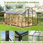 Wanan 12x8FT Greenhouses for Outdoors, Quick Assembly Polycarbonate Green House with UV Protection, Heavy Duty Windproof Aluminum Frame, Adjustable Roof Vent for Backyard or Outdoor Garden Use