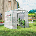 Joyside 8 x 6 FT Outdoor Pop up Greenhouse with Adjutable Reinforced Frame, Durable PE Cover and Mesh Windows, Portable Greenhouse for All Seasons, Easy Set Up (White, 8 x 6 FT)