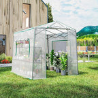 Joyside 8 x 6 FT Outdoor Pop up Greenhouse with Adjutable Reinforced Frame, Durable PE Cover and Mesh Windows, Portable Greenhouse for All Seasons, Easy Set Up (White, 8 x 6 FT)