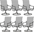 Sophia & William Patio Chairs Set of 6, Swivel Outdoor Chairs Textilene Patio Dining Chairs Heavy Duty with Metal Frame Support 300lbs for Lawn Yard Garden All Weather Grey