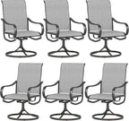 Sophia & William Patio Chairs Set of 6, Swivel Outdoor Chairs Textilene Patio Dining Chairs Heavy Duty with Metal Frame Support 300lbs for Lawn Yard Garden All Weather Grey