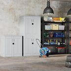 Heavy Duty Tall Storage Cabinet Outdoor Weatherproof, 28 Cuft Garage Storage Cabinet with 4 Adjustable Shelves, Lockable Kitchen Pantry Closer Organizer, 31Wx23Lx66H, Polar White